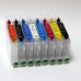 Перезаправляемые картриджи (ПЗК) для Epson Stylus Photo R800, R1800, 8 шт, с чипами
