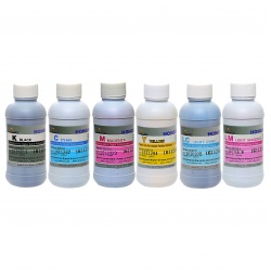 Комплект текстильных чернил для прямой печати на ткани для Epson, Mutoh, Mimaki, Roland, (CMYKLMLC, DCTec DTG) 6 цветов x 200 мл