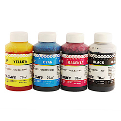 Чернила Ink-Mate для картриджей HP 178, HP 655, HP 920, HP 364, HP 564, HP 862, пигмент + водные, комплект 4 цвета по 70