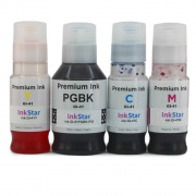 Чернила для заправки Canon PIXMA G1420, G1430, G2420, G2460, G2470, G3470, G4470, G3420, G3460 (GI-41), пигментные водостойкие + цветные водные, совместимые InkStar, 1x135 мл + 3x70 мл, с KeyLock, комплект 4 цвета