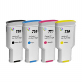 Комплект картриджей для HP DesignJet T730, T830 (совместимость по 728 F9J68A, F9K17A, F9K16A, F9K15A), совместимые, 4 цвета