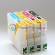 Перезаправляемые картриджи (ПЗК/ДЗК) для Epson Stylus C88, CX4200, CX3800, CX5800, CX3810, CX4800, CX5800F, CX7800, с чипами 4 шт.