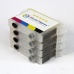 Перезаправляемые картриджи (ПЗК) для Epson, с заглушками PLN вместо чипов, для принтеров с бесчиповой прошивкой, 4 цвета