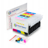 Перезаправляемые картриджи (ПЗК) для Epson, с заглушками PLN вместо чипов, для принтеров с бесчиповой прошивкой, 6 цветов