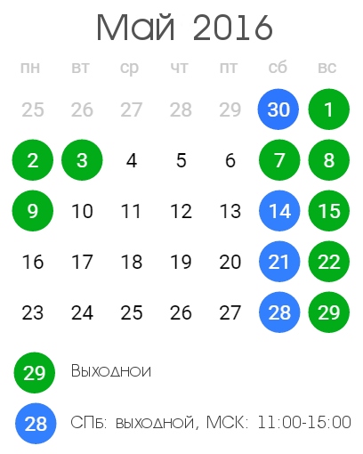График работы МногоЧернил.ру в майские праздники