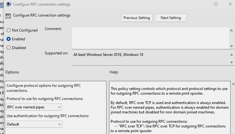 Перенастройка RPC после обновления Windows 11 (22H2)