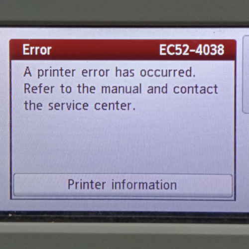 Ошибка EC52 4038 на Canon Ошибка EC52 4038 на Canon