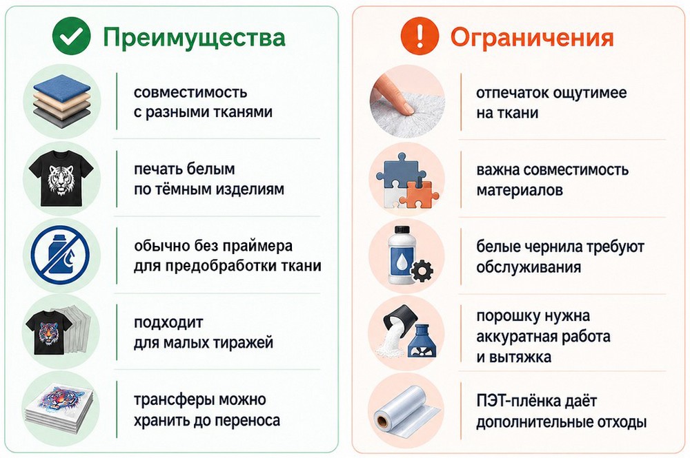 Преимущества и ограничения DTF Преимущества и ограничения DTF