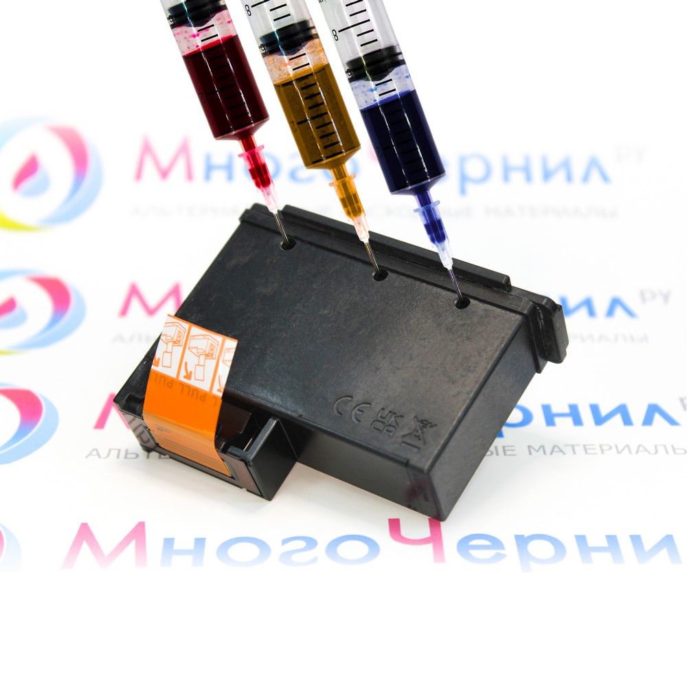 Расположение пурпурных, желтых и голубых чернил при заправке Canon CL-486
